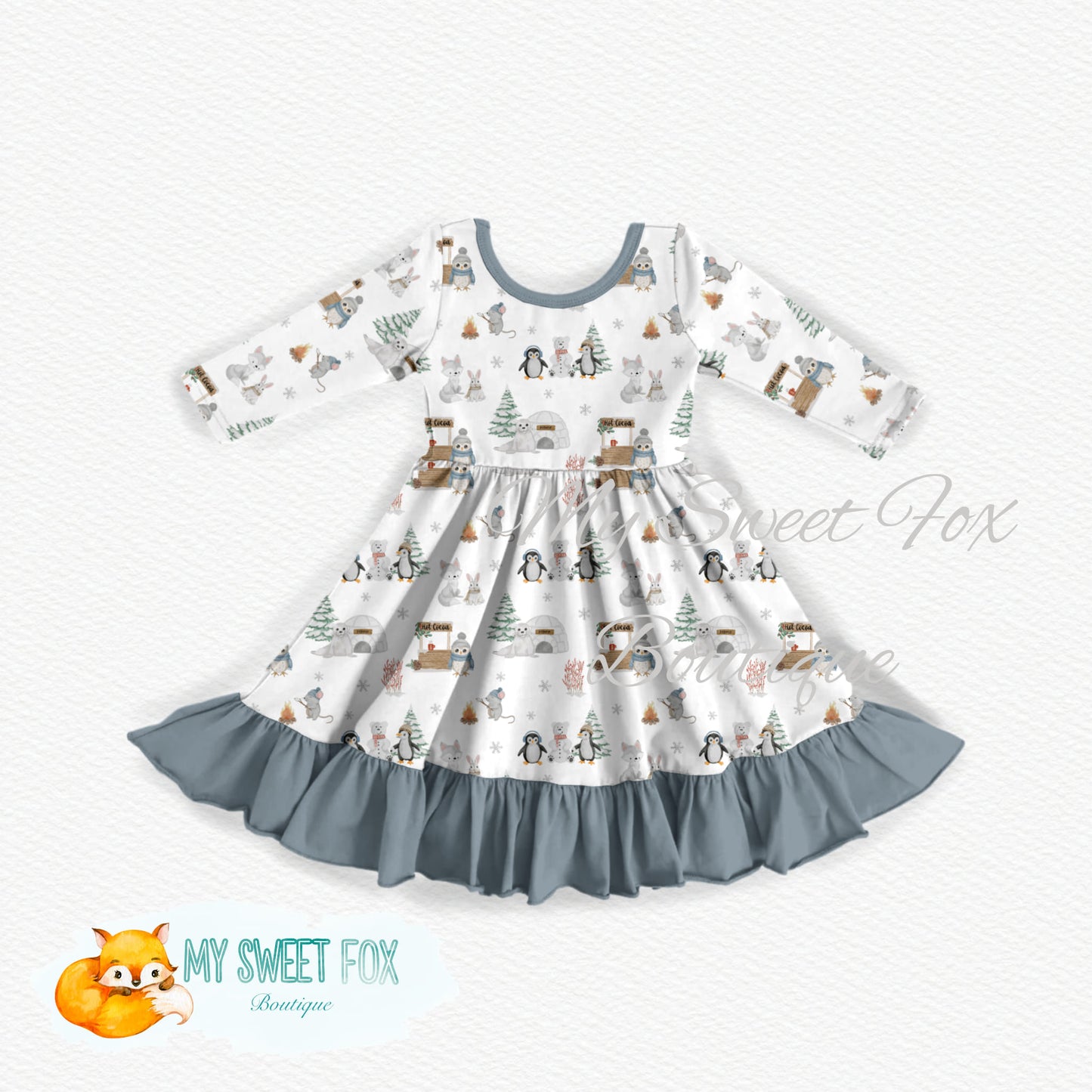 Arctic Animals Bamboo Twirl Dress for Girls