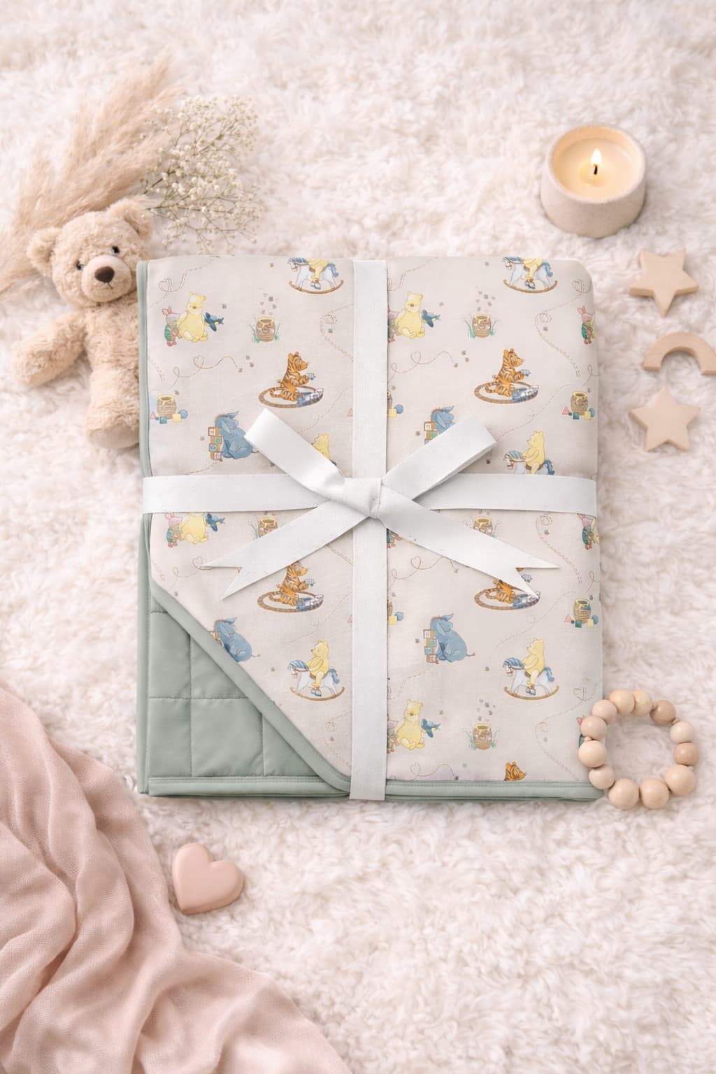 Classic Pooh & Friends Bamboo Blanket for Toddlers and Kids – Sage