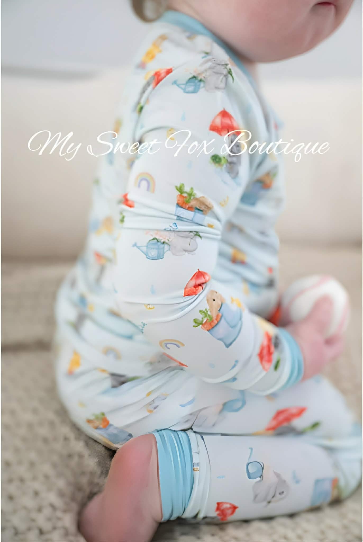 Rainbow Bunny Bamboo Jammie Set Two-Piece PJ for Kids