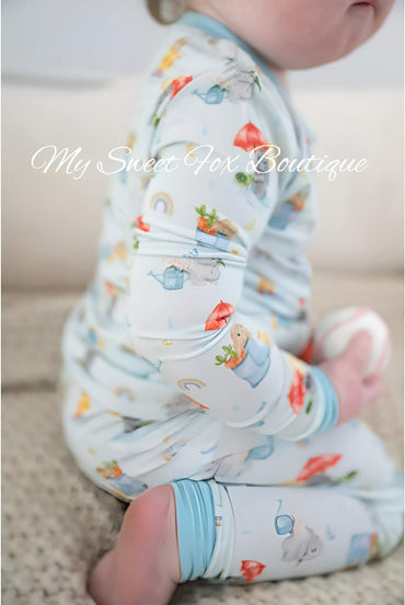 Rainbow Bunny Bamboo Jammie Set Two-Piece PJ for Kids