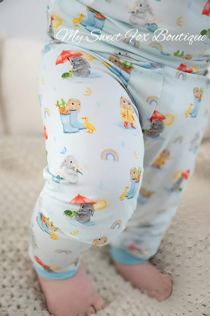 Rainbow Bunny Bamboo Jammie Set Two-Piece PJ for Kids