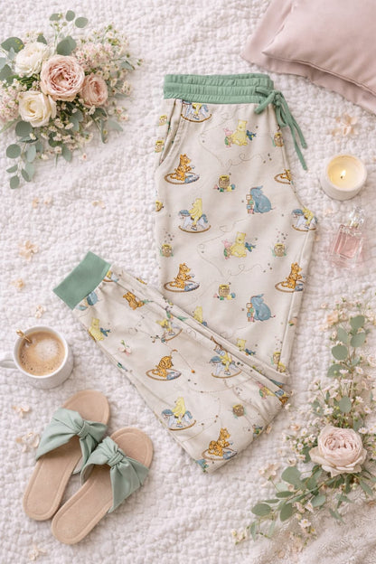 Classic Pooh & Friends Bamboo Pajamas Adult Pants for Moms – Sage