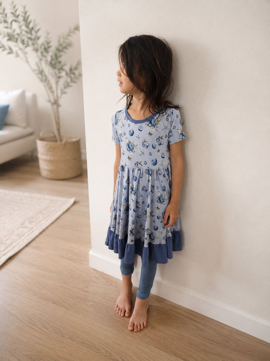 Blueberry Bamboo Twirl Dress for Toddlers & Kids