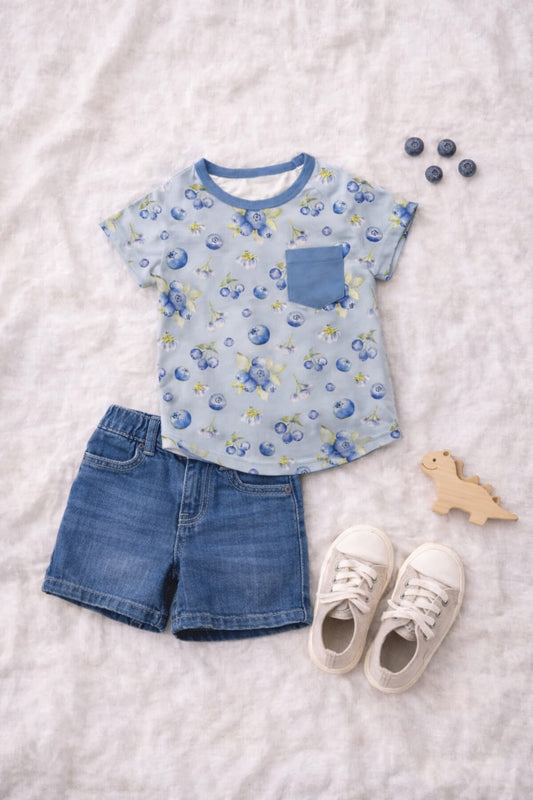 Blueberry Bamboo Pocket Tee for Toddlers & Kids