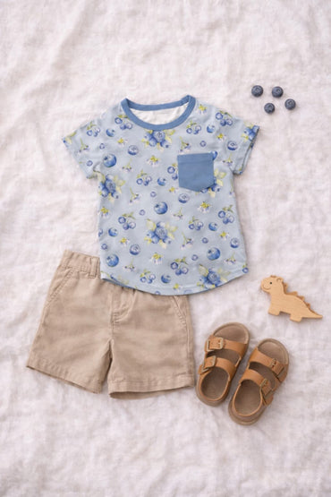 Blueberry Bamboo Pocket Tee for Toddlers & Kids