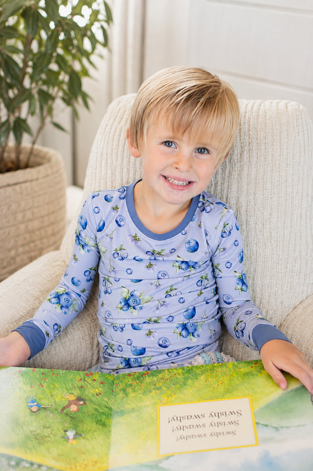 Blueberry Bamboo Pajamas Two-Piece Set for Toddlers & Kids