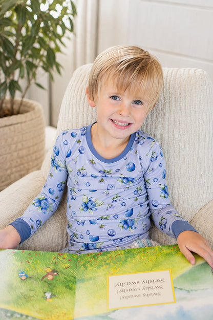Blueberry Bamboo Pajamas Two-Piece Set for Toddlers & Kids