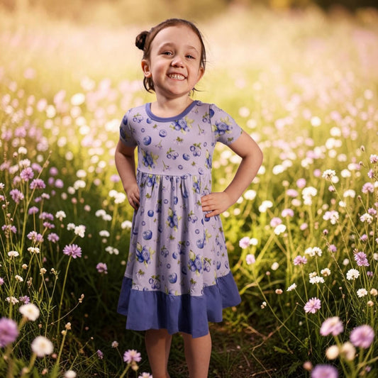 Blueberry Bamboo Twirl Dress for Toddlers & Kids