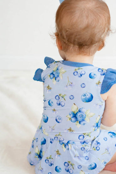 Blueberry Bamboo Twirl Dress Bodysuit for Babies