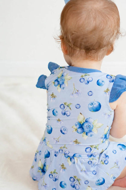Blueberry Bamboo Twirl Dress Bodysuit for Babies