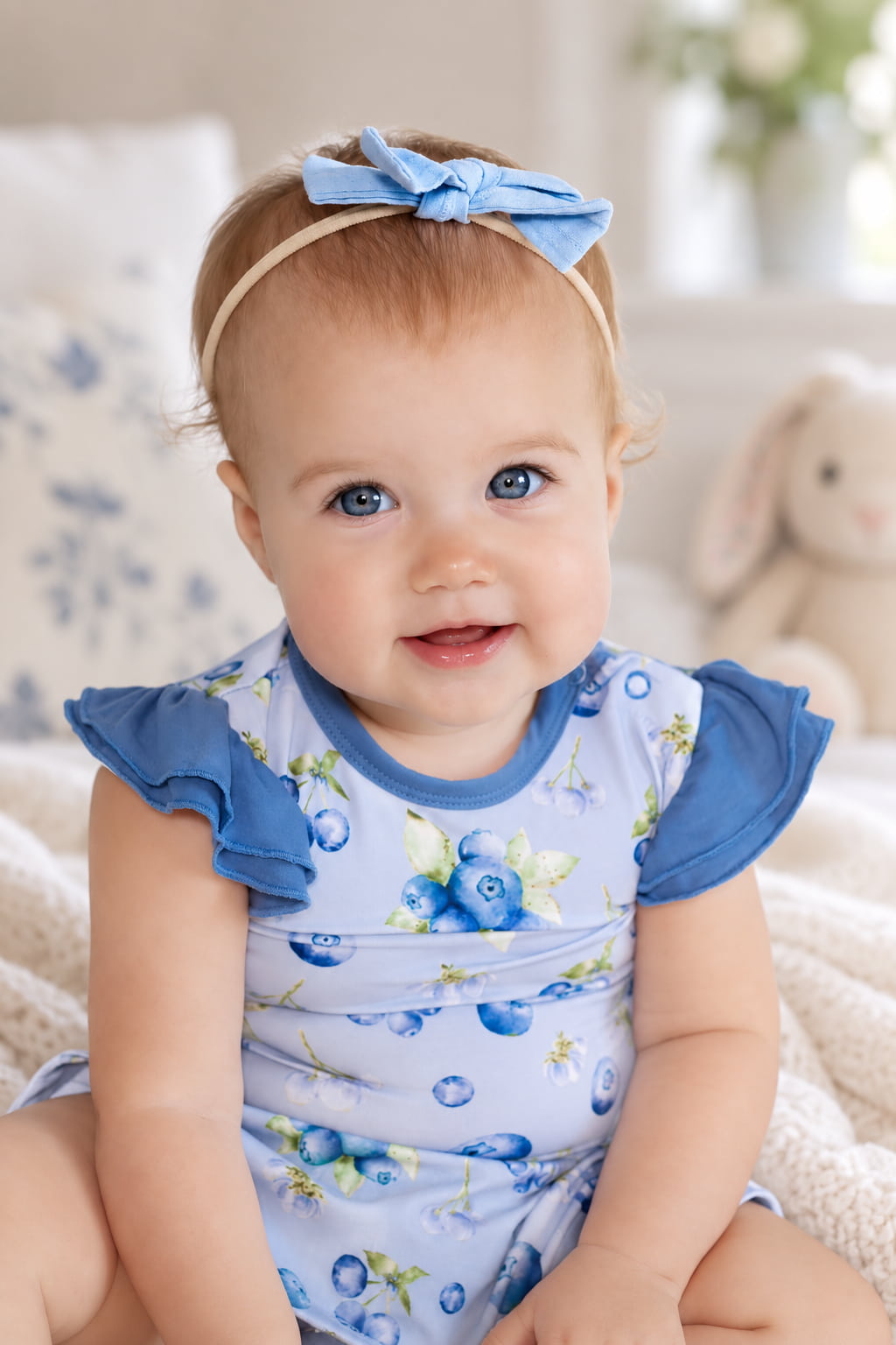 Blueberry Bamboo Twirl Dress Bodysuit for Babies