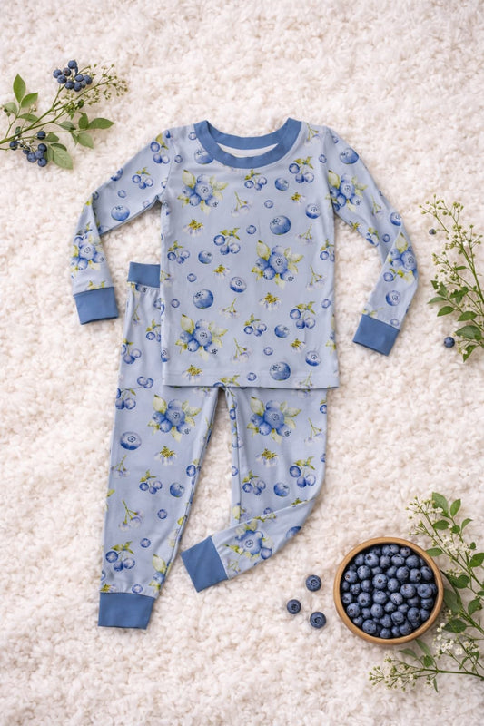 Blueberry Bamboo Pajamas Two-Piece Set for Toddlers & Kids