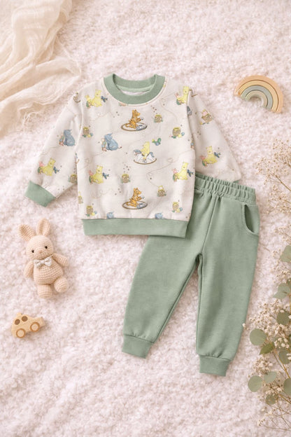Classic Pooh & Friends Bamboo Daywear Jogger Set for Toddlers & Kids – Sage