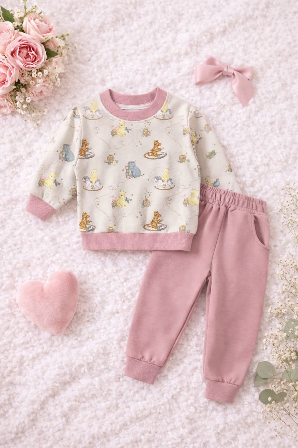 Classic Pooh & Friends Bamboo Daywear Jogger Set for Toddlers & Kids – Blush